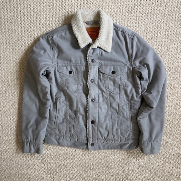 Grey Levis Sherpa Jacket--Light Grey--Size XS--New w/o Tags - Picture 1 of 16